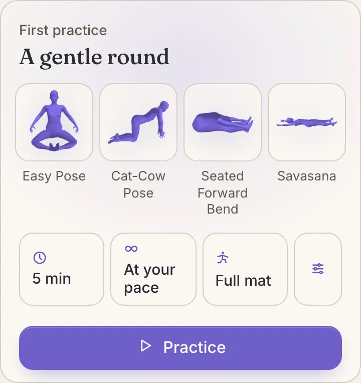 Today in Vinyala: a gentle round of four poses, 5 minutes, at your pace